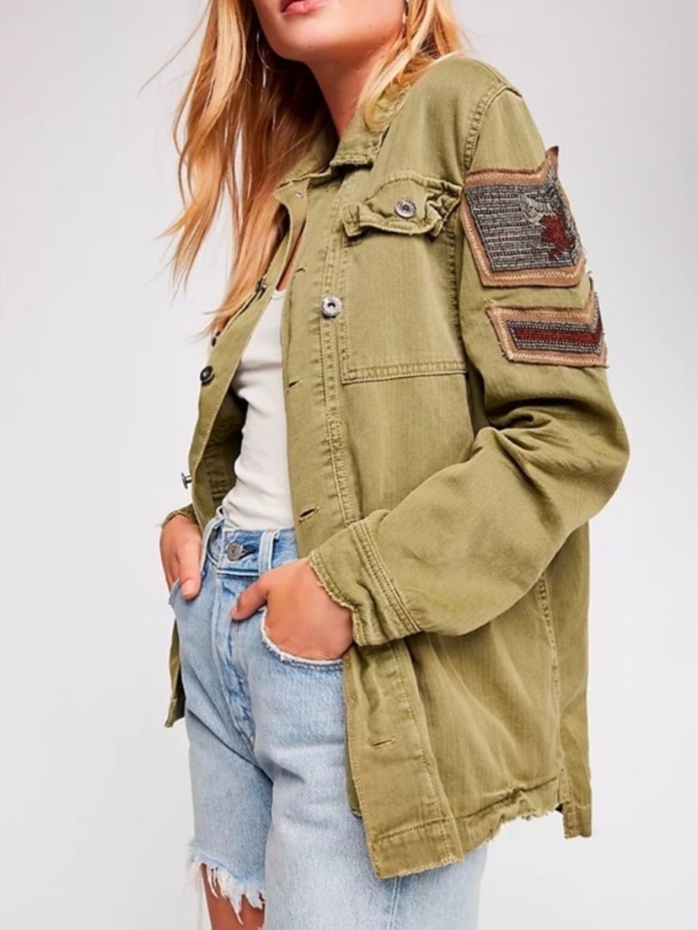 Free people beaded military jacket